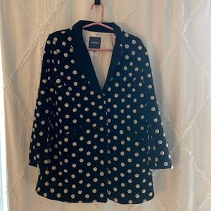 ModCloth Wool-blend Black & White Polka Dot Coat